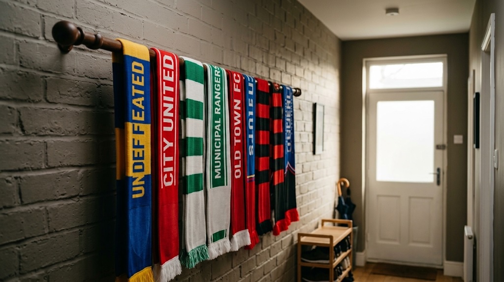 How to hang a soccer scarves on curtain rods, towel bars & railings